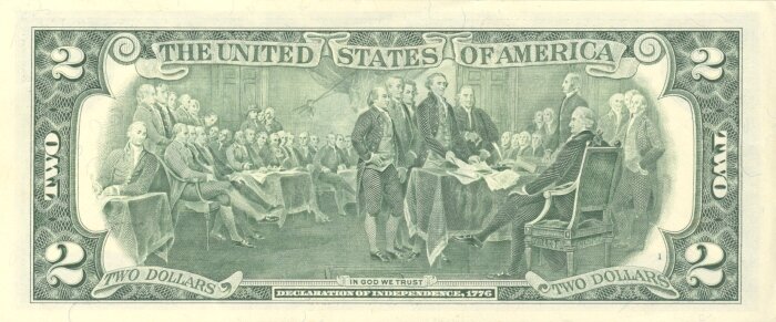 back of $2 bill