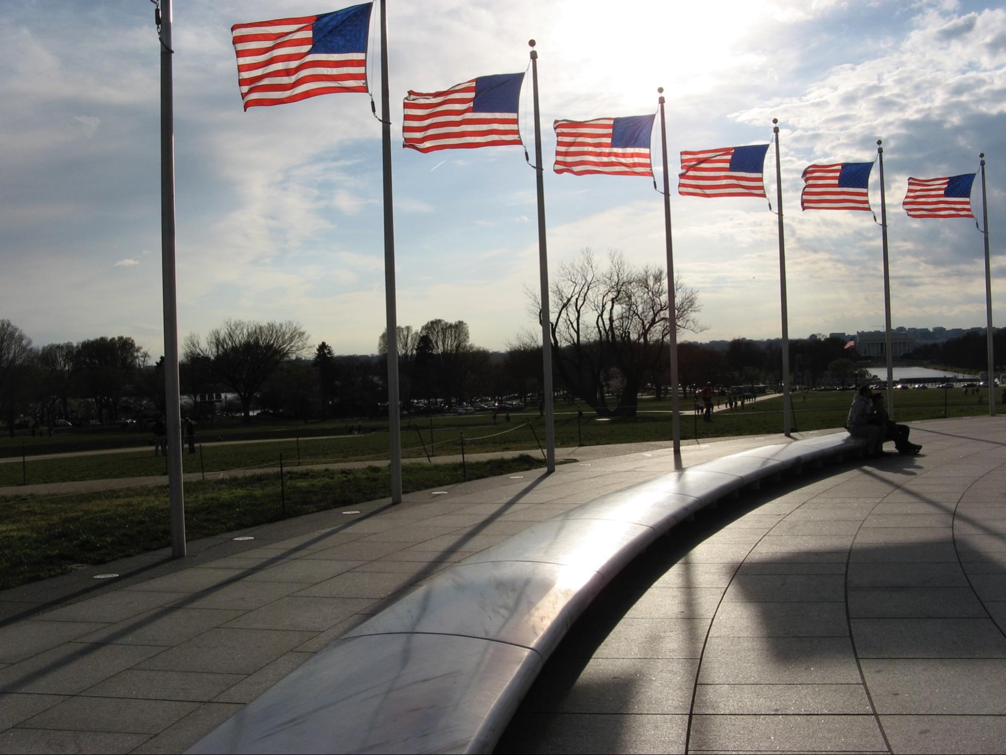 Flags surrounding the Washington Monument