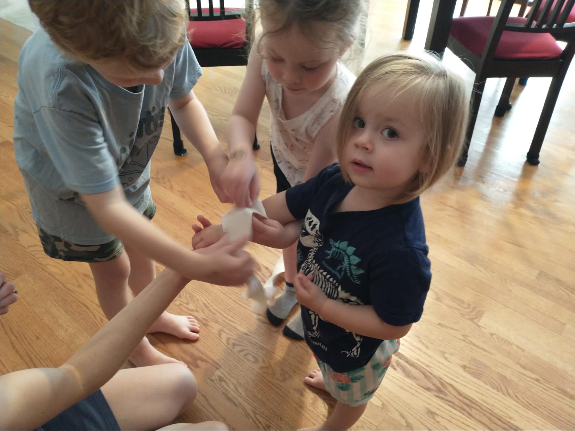 Bandaging a wounded soldier
