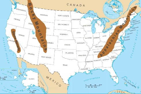 Map of mountain ranges