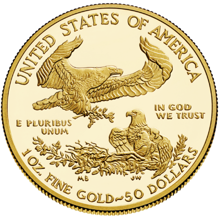 Tails side of Gold American Eagle coin